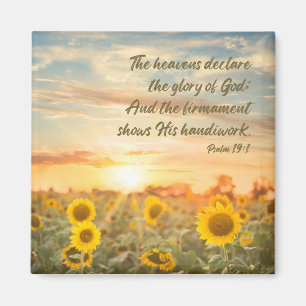 Psalm 19:1 NKJV Sonnenblume und Sonnenaufgang Bibe Magnet