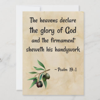 Psalm 19 : 1 printed on a replica of bible scroll feiertagskarte