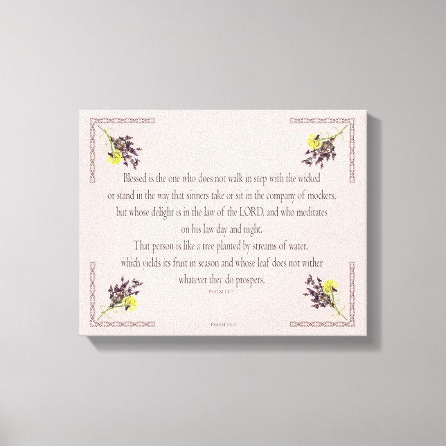 PSALM 1:1-3 Botanic Design, Leinwanddruck (Vorderseite)
