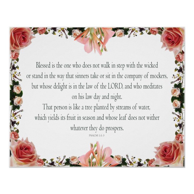 PSALM 1:1-3 Botanic Design Poster (Vorderseite)