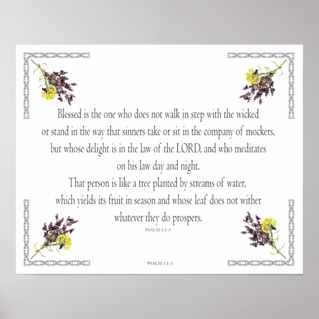 PSALM 1:1-3 Botanic Design Poster (Vorne)