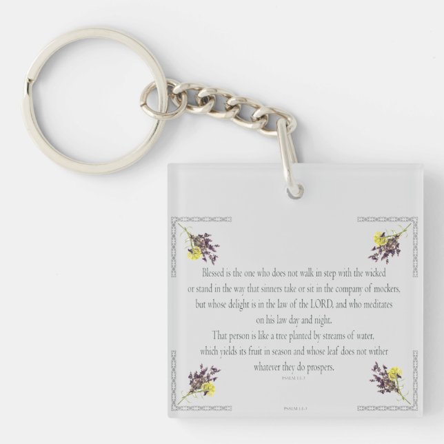 PSALM 1:1-3 Botanic Design Schlüsselanhänger (Vorderseite)