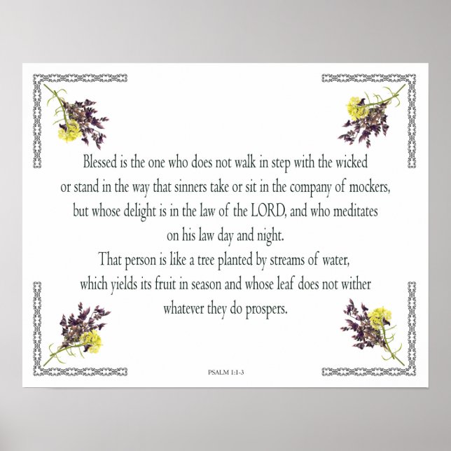 Psalm 1:1-3, gesegnet ist derjenige, der poster (Vorne)
