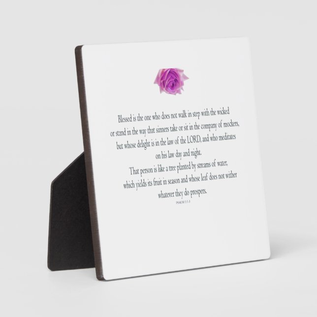 PSALM 1:1-3 mit Lila Blume Fotoplatte (Vorderseite)
