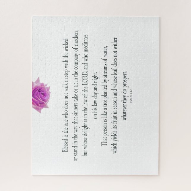 PSALM 1:1-3 mit Lila Blume Puzzle (Vertikal)