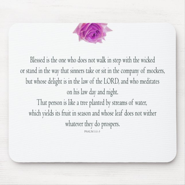 Psalm 1, das Eine nicht segne, rosa Blume Mousepad (Vorne)