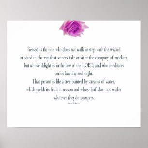 Psalm 1, das Eine nicht segne, rosa Blume Poster