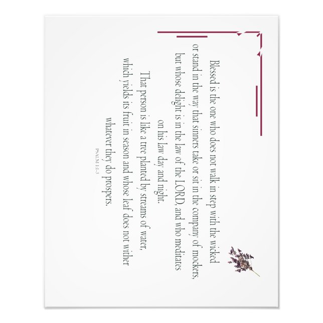 PSALM 1, does not walk in step with the wicked Fotodruck (Vorne)