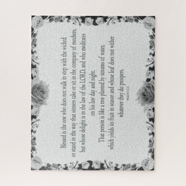 Psalm 1, kein Schritt zu Fuß schlecht, Öl Schwarz  Puzzle (Vertikal)