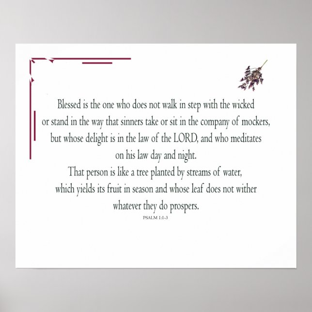 Psalm 1, Law day and Night, Streams of Waters, Poster (Vorne)
