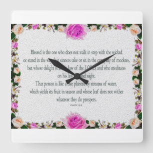 Psalm 1, Ölfarbe Lila Quadratische Wanduhr
