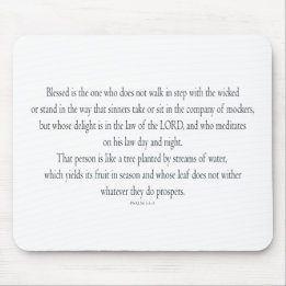 Psalm 1 Schrift Kunst - Gesegnet und gerecht Mousepad