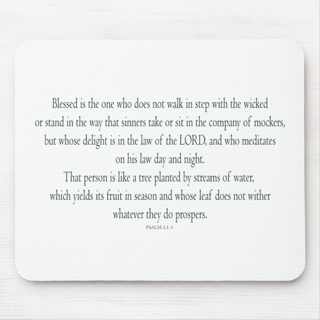 Psalm 1 Schrift Kunst - Gesegnet und gerecht Mousepad (Vorne)