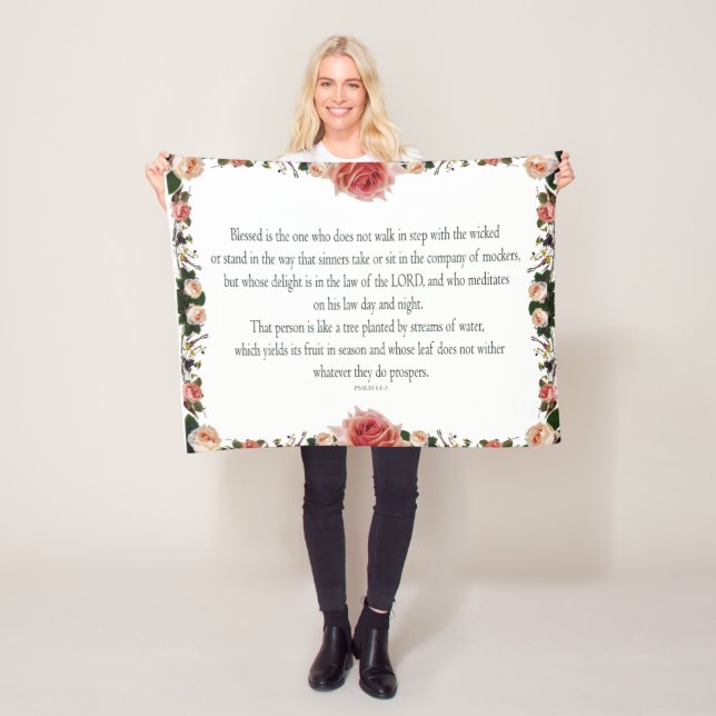 Psalm 1 with Flower Borders Fleecedecke (Beispiel)
