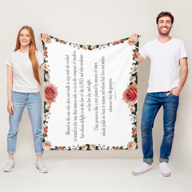 Psalm 1 with Flower Borders Fleecedecke (Beispiel)