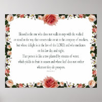 Psalm 1 with Flower Borders