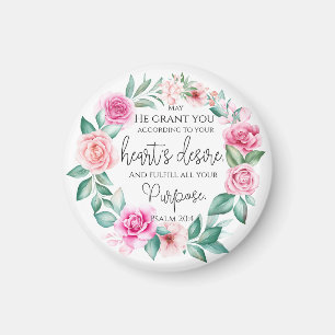 Psalm 20:4 Christliche Bibelverse Rosa Blütenblüte Magnet
