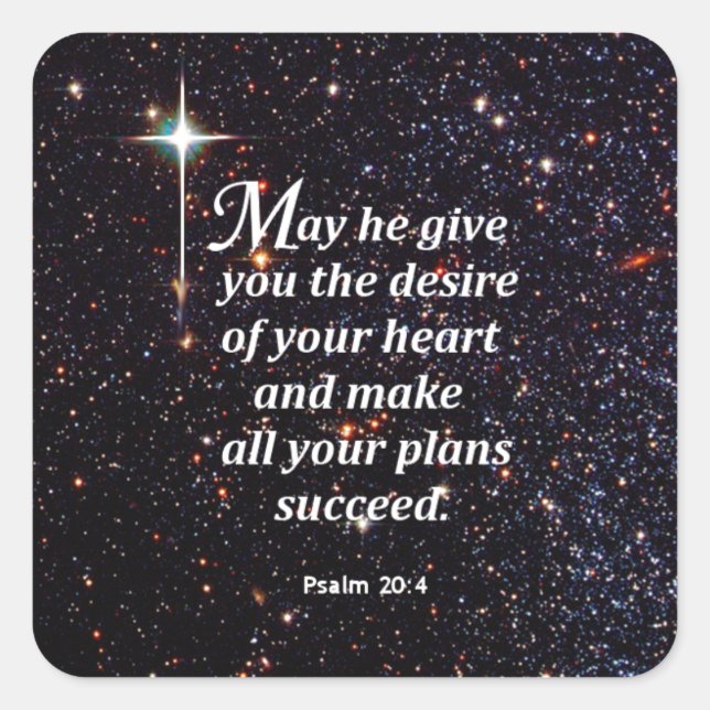 Psalm 20:4 quadratischer aufkleber (Vorderseite)