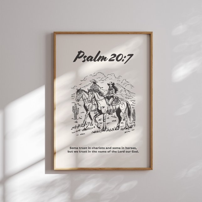 Psalm 20:7 Reiten auf dem Schwarzen und Weißen Rei Poster (Von Creator hochgeladen)