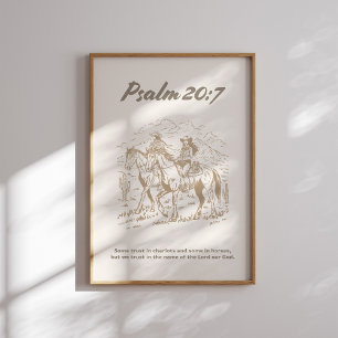 Psalm 20 7 Western Cowgirl Christlich Wall Art Poster