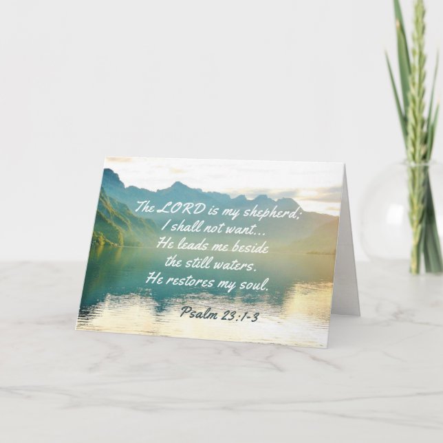 Psalm 23 1-3 Er führt mich neben noch Wasser Karte (Vorderseite)