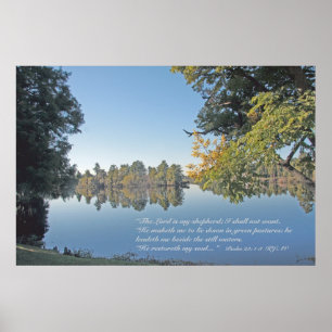 Psalm-23:1 - 3 Schrifts-Druck Poster