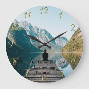 Psalm 23:1 auf dem Dock Große Wanduhr