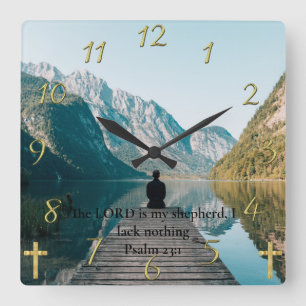 Psalm 23:1 auf dem Dock Quadratische Wanduhr