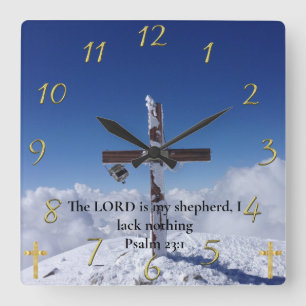 Psalm 23:1 Berghüttenkreuz Quadratische Wanduhr