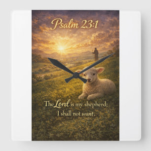 Psalm 23:1 Bibel Christliche Wanduhr mit Lamm