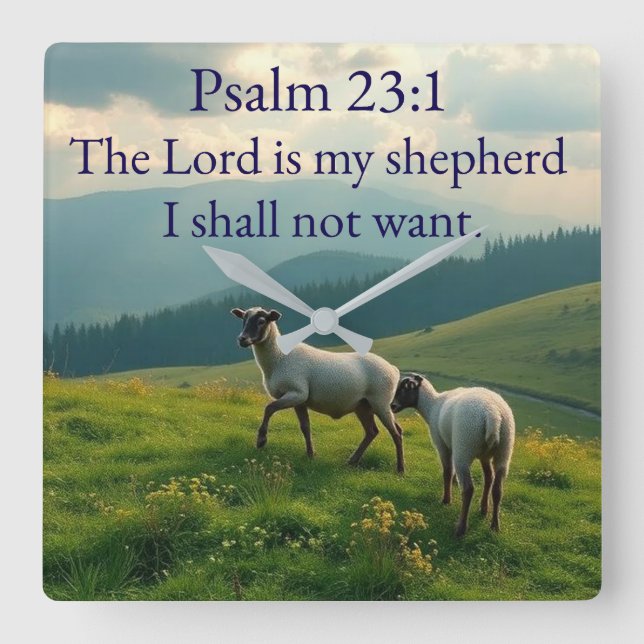 Psalm 23:1 Bibelvers Wanduhr (Vorderseite)