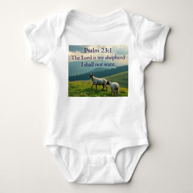 Psalm 23:1 Bible Verse Baby Bodysuit Strampler (Vorderseite)