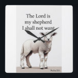 Psalm 23:1 Christian Lamb Wall Clock Quadratische Wanduhr<br><div class="desc">Psalm 23:1
“The Lord is my shepherd; I shall not want.”</div>