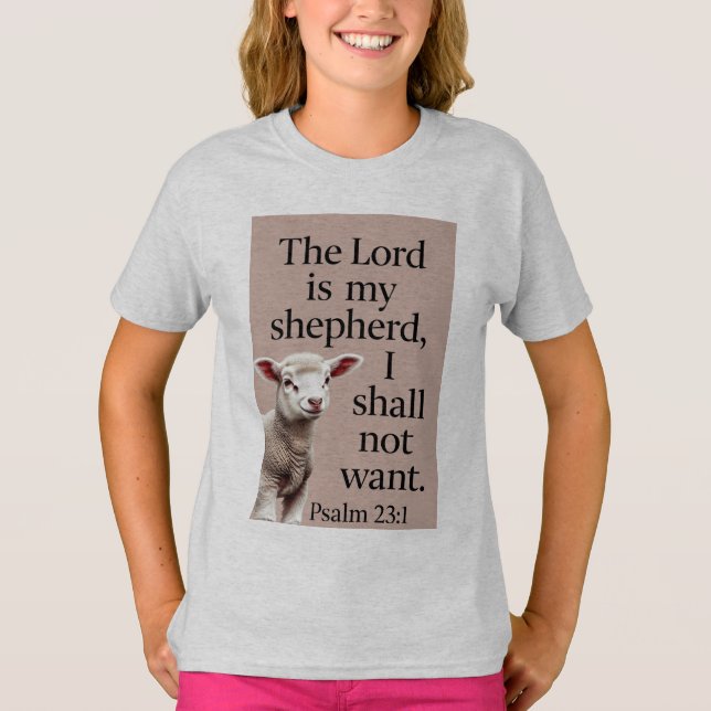 Psalm 23:1 Christliches Lamm Mädchen T-Shirt (Vorderseite)