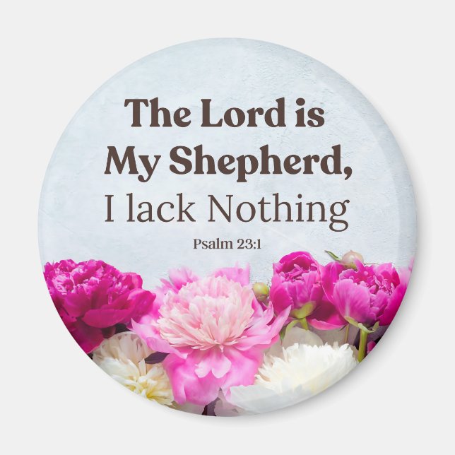 Psalm 23:1 Der Herr ist mein Schäferhund, floral Magnet (Vorne)