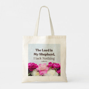 Psalm 23:1 Der Herr ist mein Schäferhund, floral Tragetasche