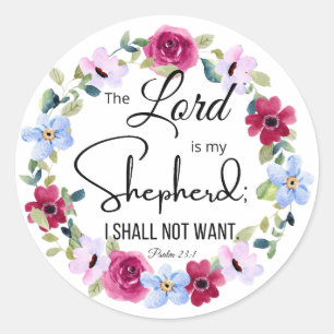 Psalm 23:1 Der Herr ist meine Hirtenblorbibel Runder Aufkleber