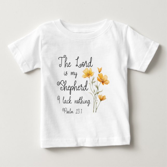 Psalm 23:1 Der Herr ist meine Hirtengelbe Blume Baby T-shirt (Vorderseite)
