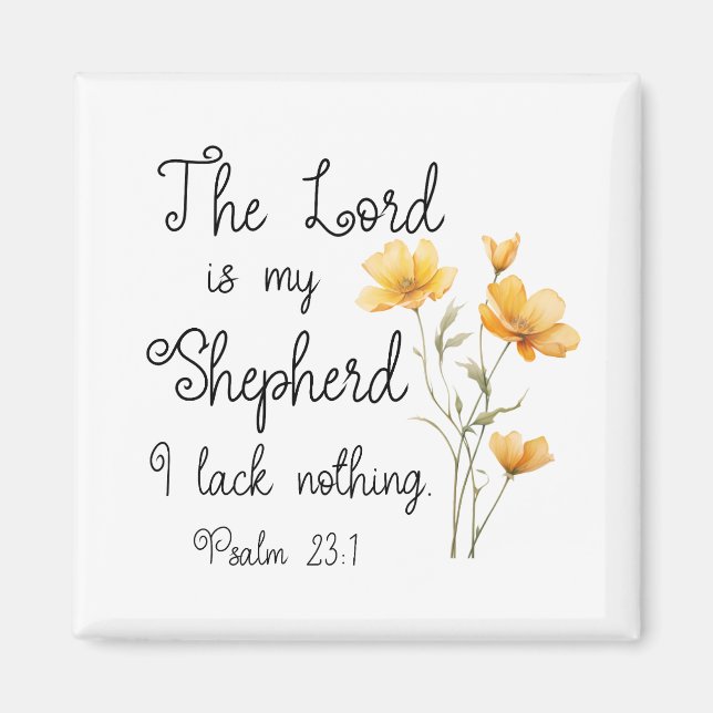 Psalm 23:1 Der Herr ist meine Hirtengelbe Blume Magnet (Vorne)