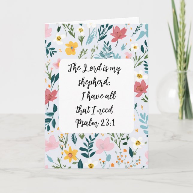 Psalm 23:1 Floral Greeting Card Karte (Vorderseite)