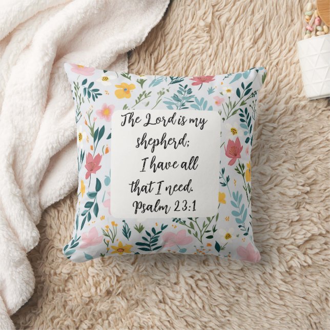 Psalm 23:1 Floral Throw Pillow Kissen (Decke)