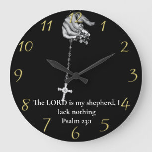 Psalm 23:1 Händekreuz Große Wanduhr
