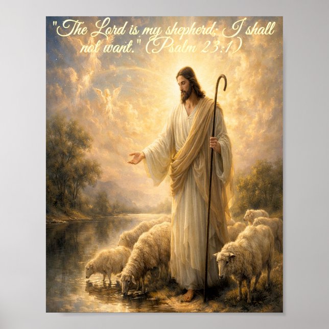 Psalm 23:1 Jesus als Hirte Poster (Vorne)