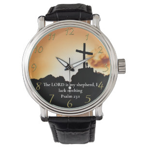 Psalm 23:1 Kreuz auf einem Berg Armbanduhr