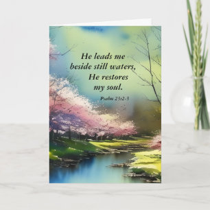 Psalm 23:2-3 Er restauriert mein Soul Bibel Verse Karte