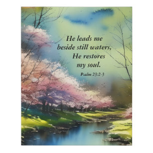 Psalm 23:2-3 Er restauriert mein Soul Bibel Verse Künstlicher Leinwanddruck