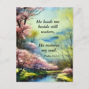 Psalm 23:2-3 Er restauriert mein Soul Bibel Verse Postkarte