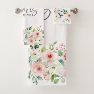 Psalm 23:3 Er restauriert mein Soul Bibel Rose Bad Badhandtuch Set