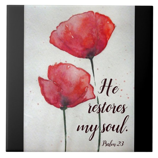 Psalm 23:3 Er restauriert mein Soul, Bibel Verse B Fliese (Vorderseite)