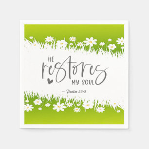 Psalm 23:3 Er restauriert mein Soul Bibel Verse Serviette